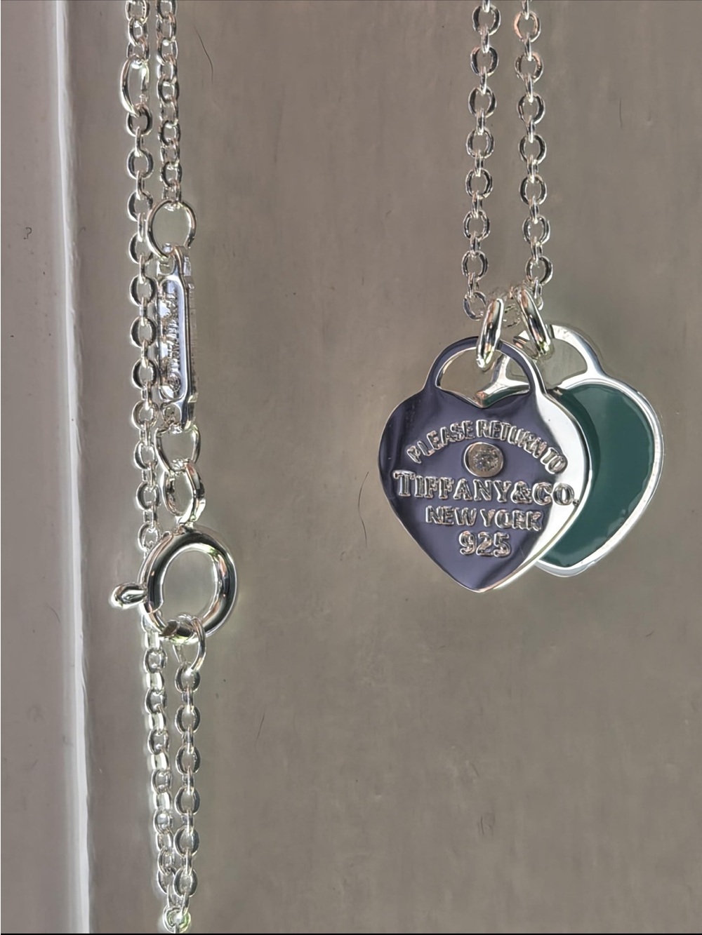 Tiffany & Co. Silver Necklace with Turquoise Heart and Stone